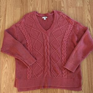 Sonoma Pink V-Neck Knit Sweater